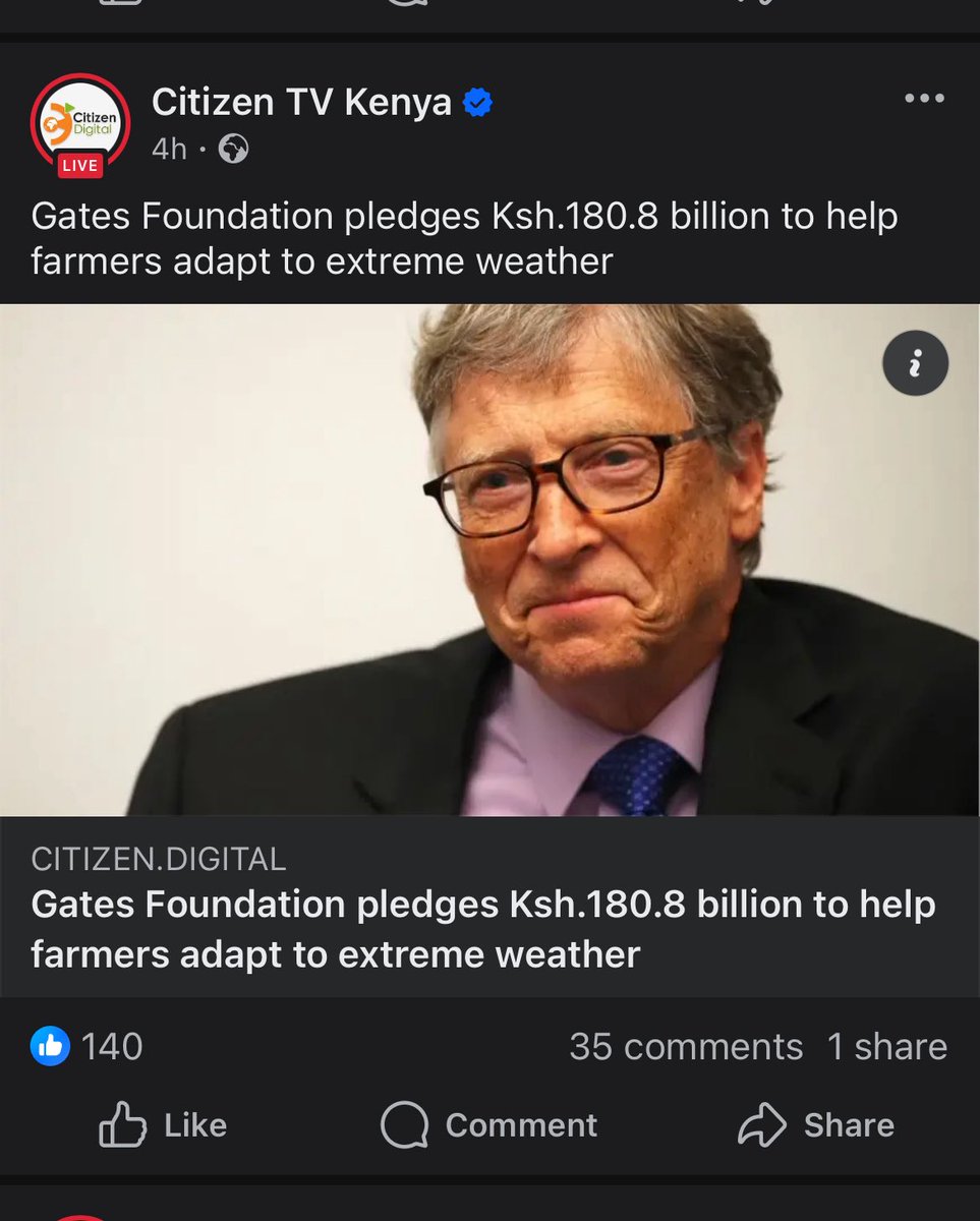 The man who once predicted Africans would lie dead in the streets from Covid-19.
He later brought a vaccine to regulate how our cows fart, claiming it will stop global warming. 
You now understand why it’s a crime to own indigenous seeds in Kenya. Every move targets our food, our