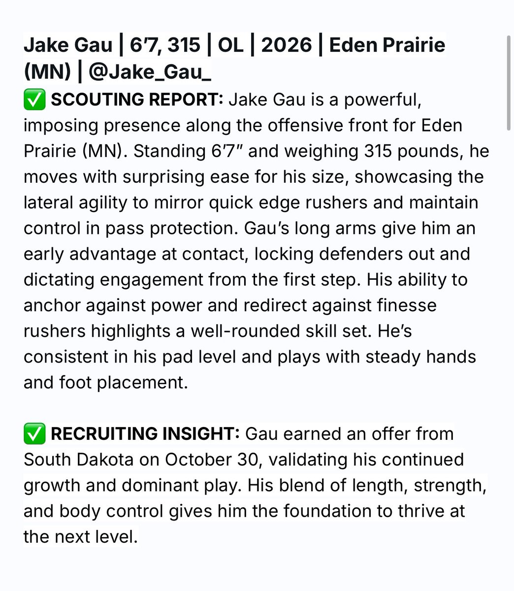 Thank you <a href="/sixstarfootball/">Six Star Football | PLUS+</a> for the write up!!
<a href="/FootballEPHS/">Eden Prairie High School Football</a>