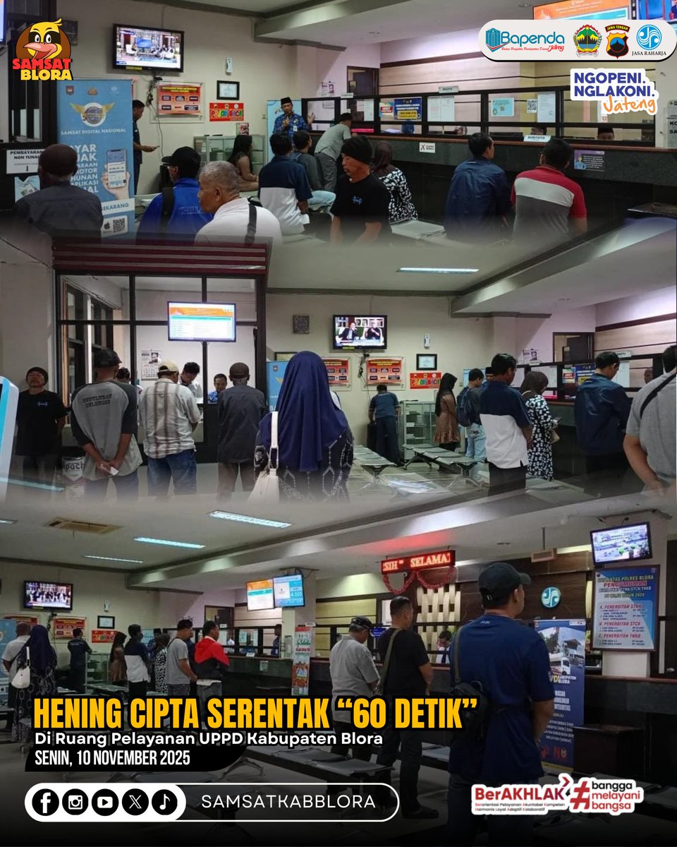 Upacara Hari Pahlawan ke-80 UPPD Kabupaten Blora, Senin (10/11).

“Pahlawan Teladanku, Terus Bergerak, Melanjutkan Perjuangan.”

#SamsatJateng
#SamsatBlora
#SamsatBudiman
#NewSakpole
#PajakUntukJawaTengahmu
#PodcastBapenda
#MasSajak
#ngopeninglakoni