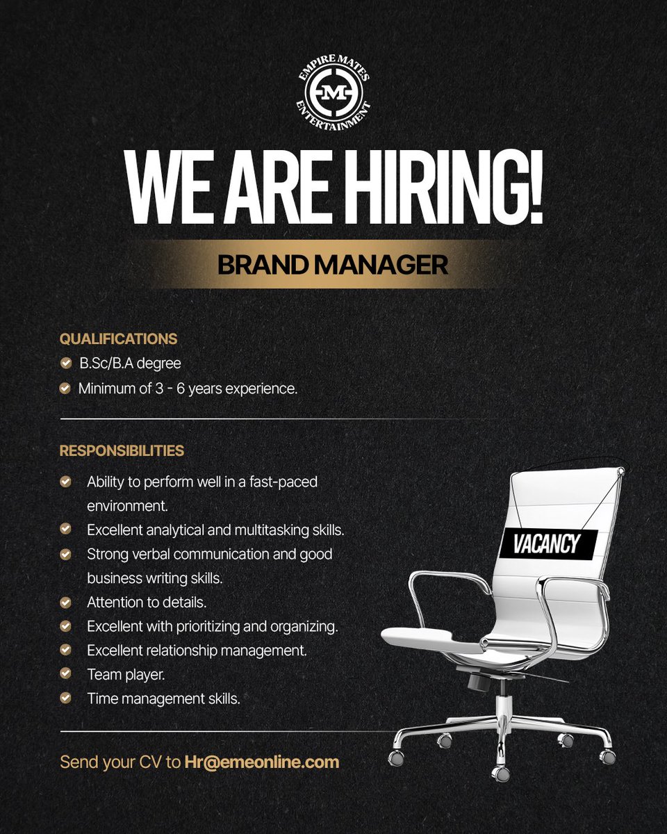 BRAND MANAGER WANTED

If you eat strategy for breakfast and dream in campaign ideas, EME wants you on the team.

📧 Send your CV to hr@emeonline.com