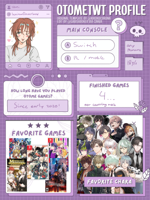 leoinw0nderland's tweet image. I made this awhile ago but honestly forgot to post it.. but hello everyone!! My oshis are Jonah, takeru and ryuki!!!!!! ⊹˖ . ₊

#otometwtintro #otometwt 

Another intro for twst is in progress trust.
(Credit to @/gabisaboker for the template!)