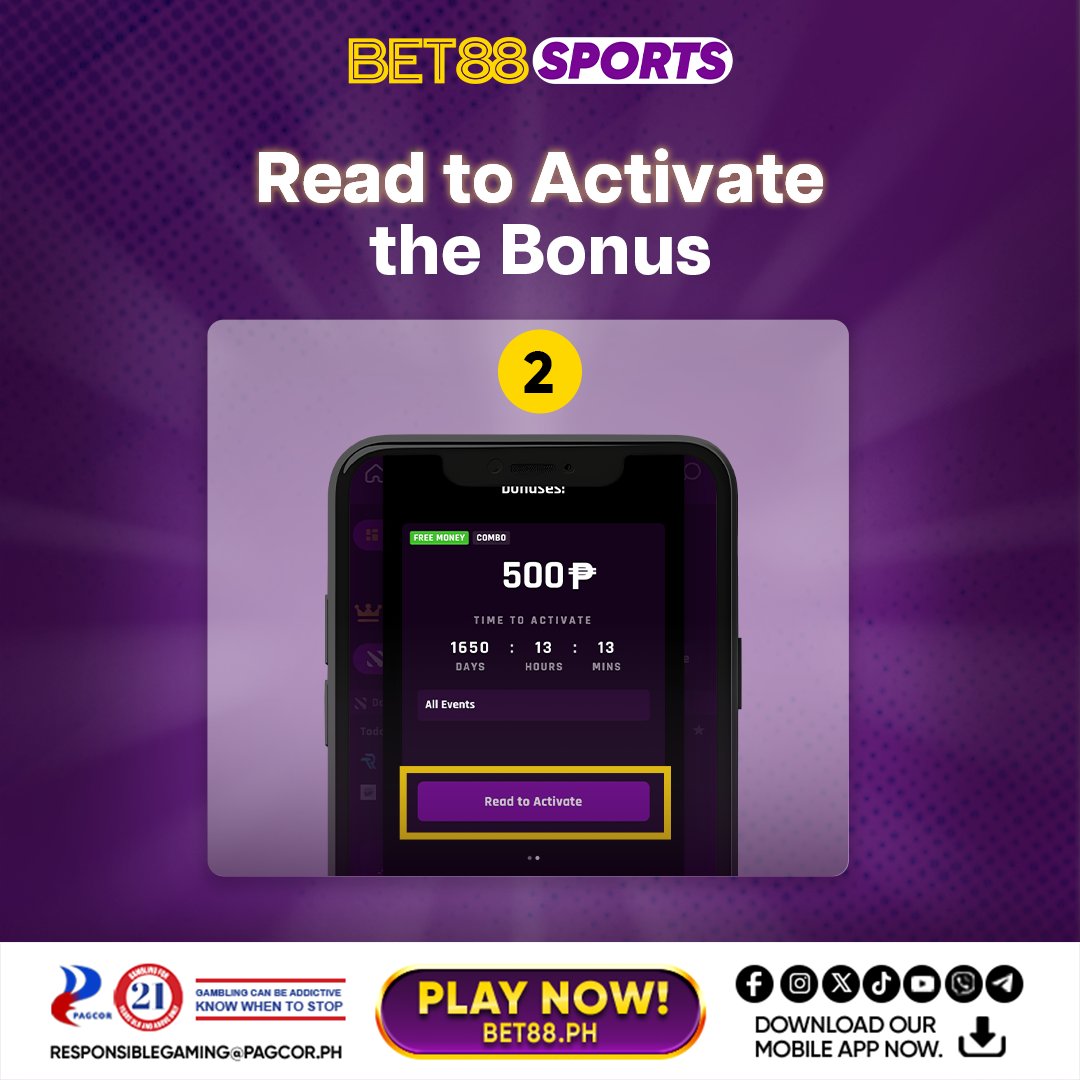 Bet88PH's tweet photo. Don’t let your FREE BETS sit there doing nothing, Ka-Swerte!
Swipe through to learn how to ACTIVATE and use them like a pro.
Download the BET88 app for FREE, register and win now at https://t.co/wYlySx4Dp5.
#BET88PH #BET88Sports #GameResponsibly https://t.co/EmOfcRZCsS