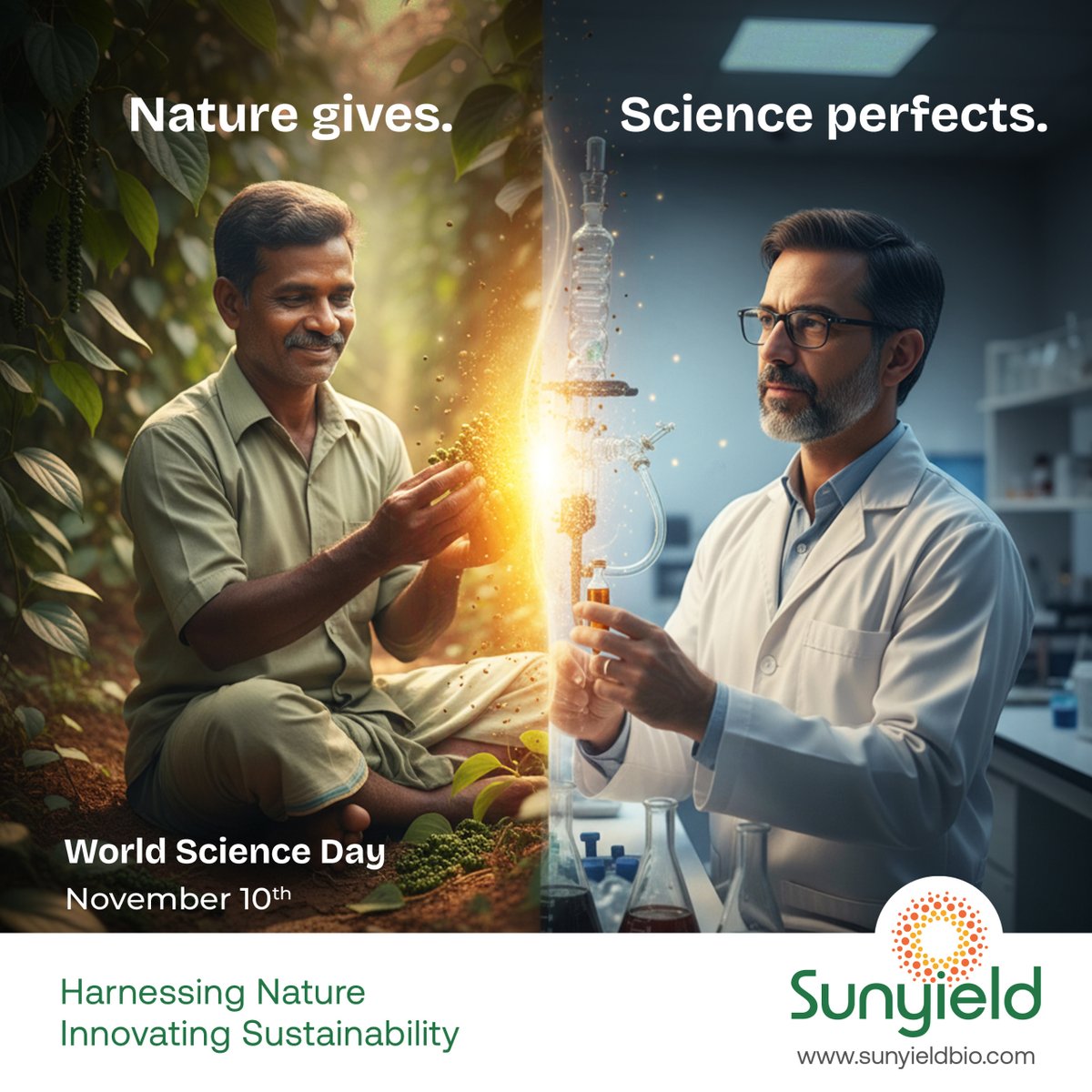 Sunyieldbio's tweet photo. Nature gives. 🔬 Science perfects.
This #WorldScienceDay, we celebrate how nature’s brilliance meets scientific mastery at Sunyield — crafting pure Sri Lankan spice extracts, oils, and oleoresins that embody sustainability and innovation. 
#ScienceForSustainability #Sunyield https://t.co/b8CT0WOXvi