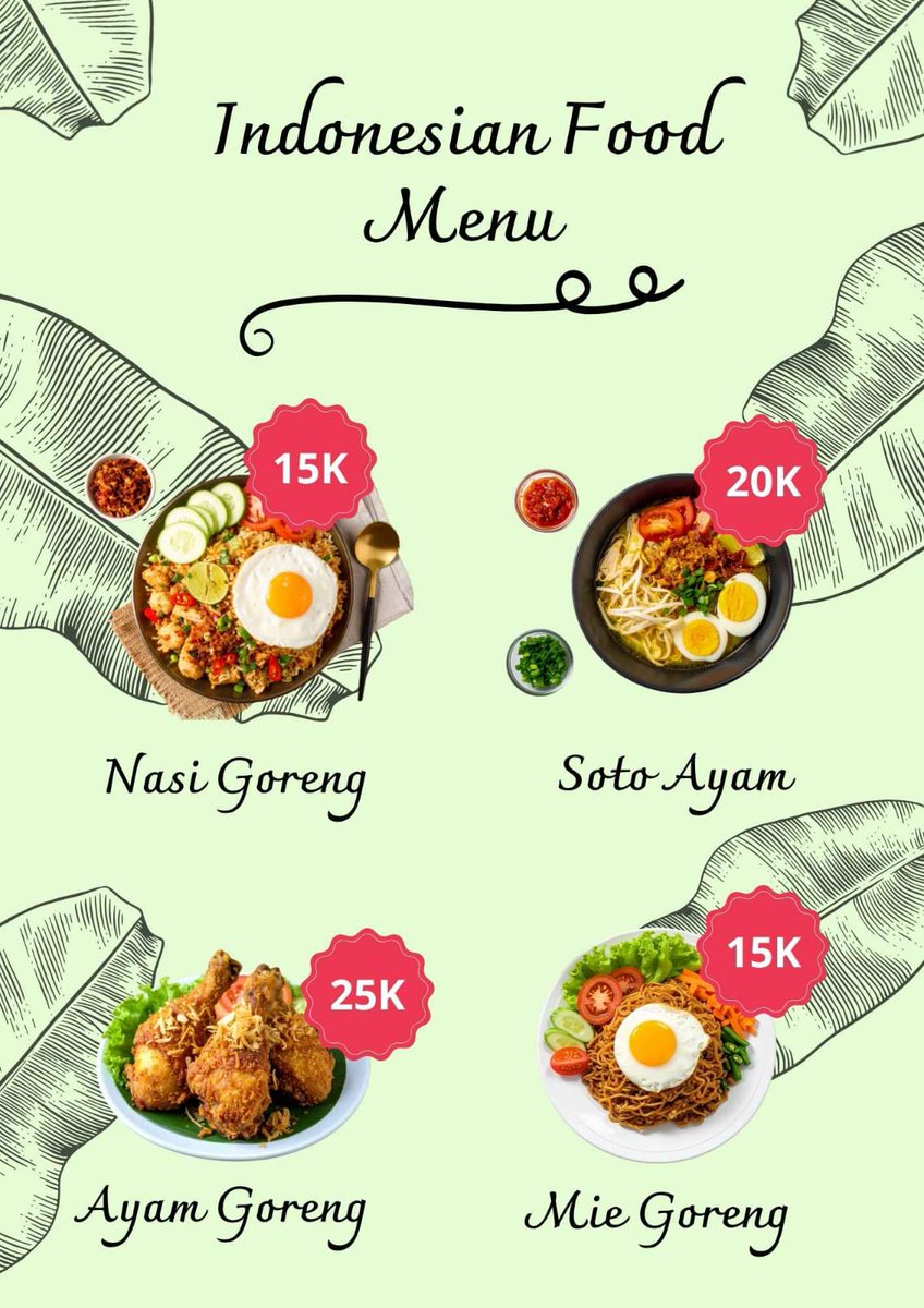 AmalinaFit30917's tweet image. Indonesian Food Menu Design
#Menudesign #desaign #desainmenumakanan