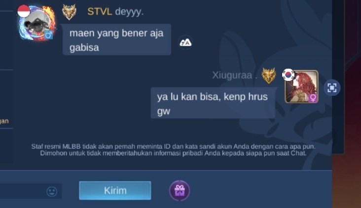 Lgi gmood maen kak, maap y