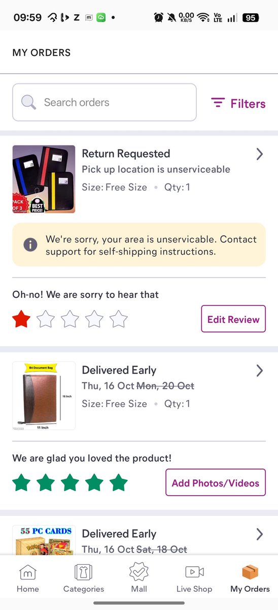 Osamaansari3707's tweet photo. @Meesho_Official @meesho_support what is this , now you say i am gonna deliver product return to you , Meesho delever this product on same address and even delever other products also but not pickup return the product, What the hell is this. After 20 days this is your response. https://t.co/9Mh1qX7pov