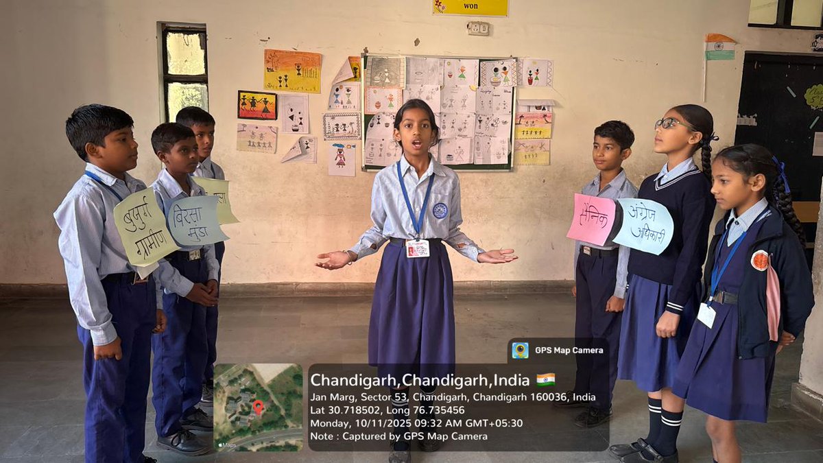 ghs53chd's tweet photo. On 10th November 2025, the students of Classes IV and V of GMHS-53 enthusiastically presented a Nukkad Natak based on the inspiring life story of the great tribal leader and freedom fighter Birsa Munda.

@SchoolEduChd https://t.co/vgQ9xiNLSm