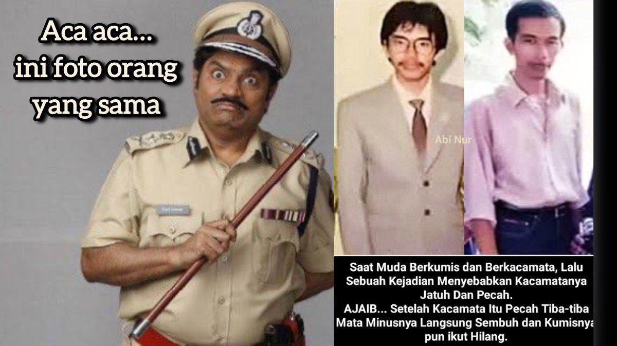 Tak usah membandingkan foto muda dengan foto tua. Biar lebih akurat bandingkan saja foto ketika masih sama-sama muda. 

Maka tak perlu ahli telematika, anak SD pun dapat menjawab bahwa kedua foto berasal dari orang yang berbeda.

Kecuali jika ditanya pada Inspektur Ladusing!!.