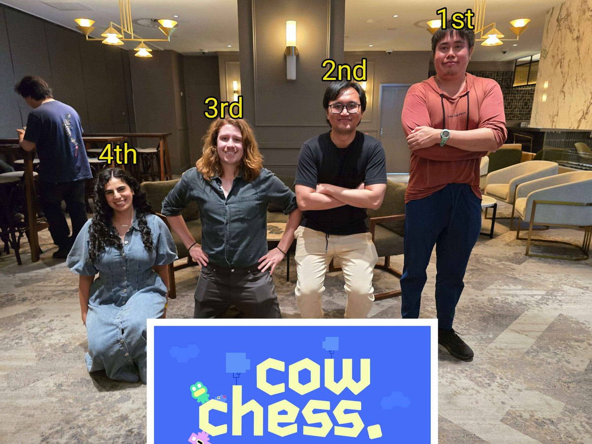 Congratulations to top 4 for Cow Chess (yes, you read that correctly) at #YSB111

1st) jumboj1m
2nd) shaze
3rd) ParkLieLaws
4th) Rosyroz