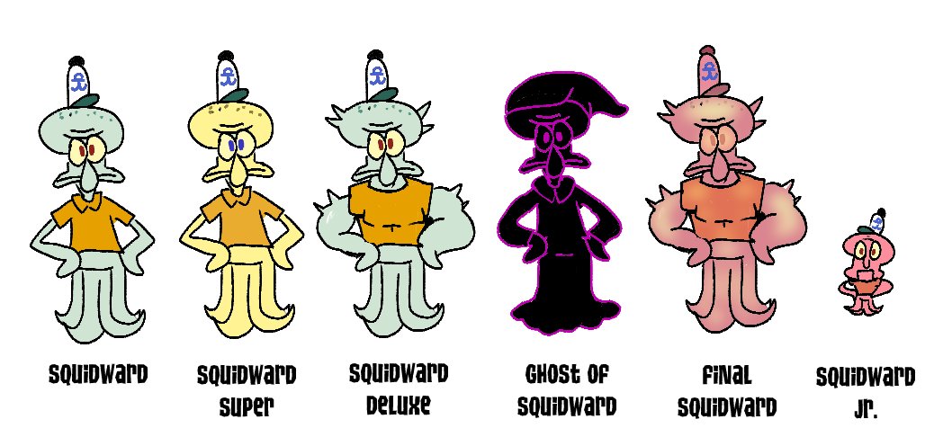 different types of squidward