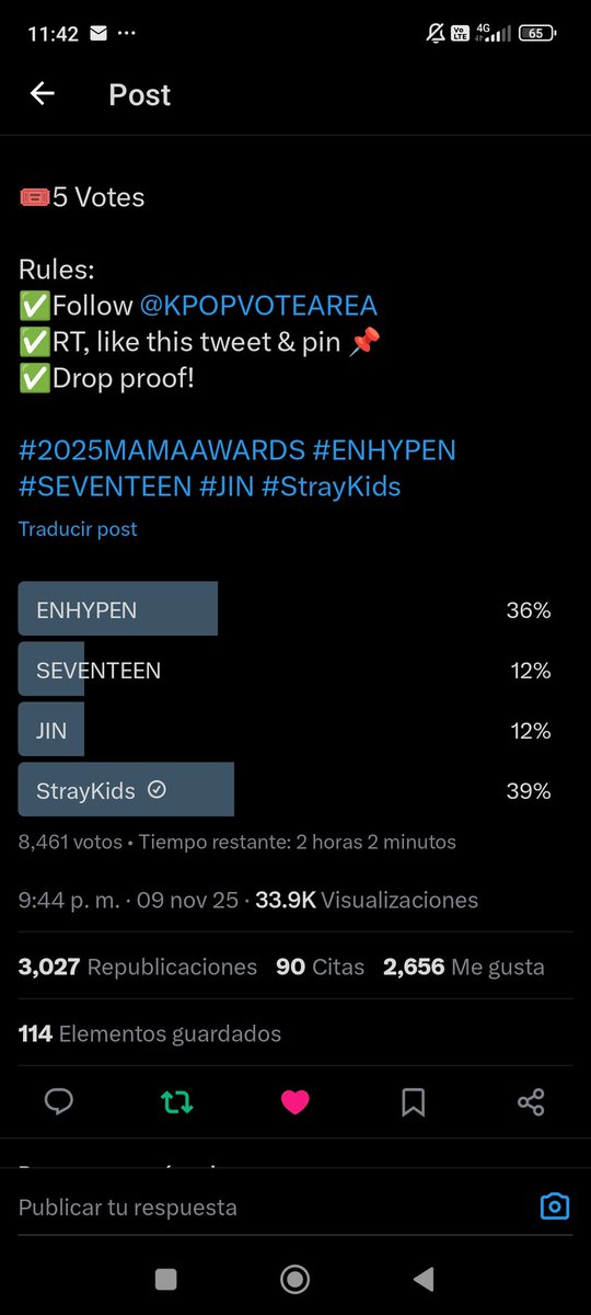 Yeyiccwolf's tweet photo. @KPOPVOTEAREA Done for #StrayKids https://t.co/aoHHCUylO4