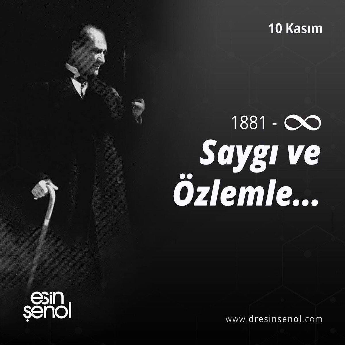 Bu ülkede doğmuş her kadın sana  şimdi elinden alınmakta olan özgürlüğünü, her insan şimdi yitirmekte olduğu bağımsız bir ülkenin onurlu vatandaşı olmayı borçludur..
Bugün o sonsuzluğa değen gün 
#10Kasim 
#Atatürk