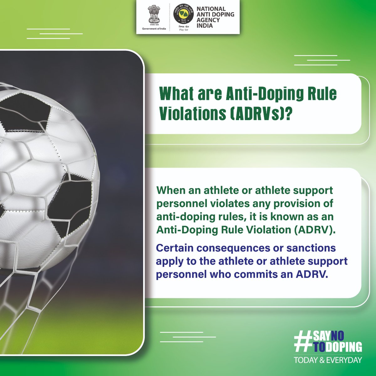 As an athlete or support personnel, it is essential to be aware of Anti-Doping Rule Violations (ADRVs) to ensure full compliance with the National Anti-Doping Rules. Any violation can result in serious consequences, including suspension or ineligibility from sport.
Stay informed.