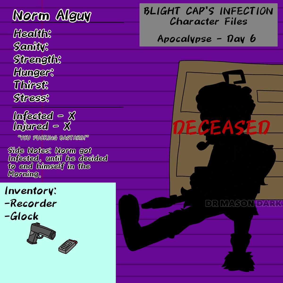 Dr_Mason_Dark's tweet photo. Plants vs Zombies: Blight Cap’s Apocalypse AU (Port)
Character Files Part 2 (1/2)
#pvz #plantsvszombies #gardenwarfare #gardenwarfare2 #battleforneighborville #pvzgw2 #pvzheroes #fanart #digitalart #infectionau #horrorau #kernelcorn #footsoldier #chomper #peashooter https://t.co/KdSMbT7wQN