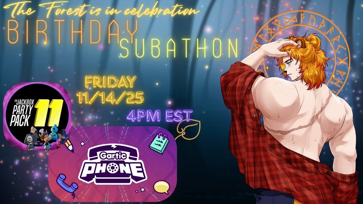 Hey gang! I hope y'all are having a great night! I am taking the time to ask you to come join me on November 14th for a Birthday stream! We'll start with Gartic phone then swapping to the new jackbox! I hope to see you there!~