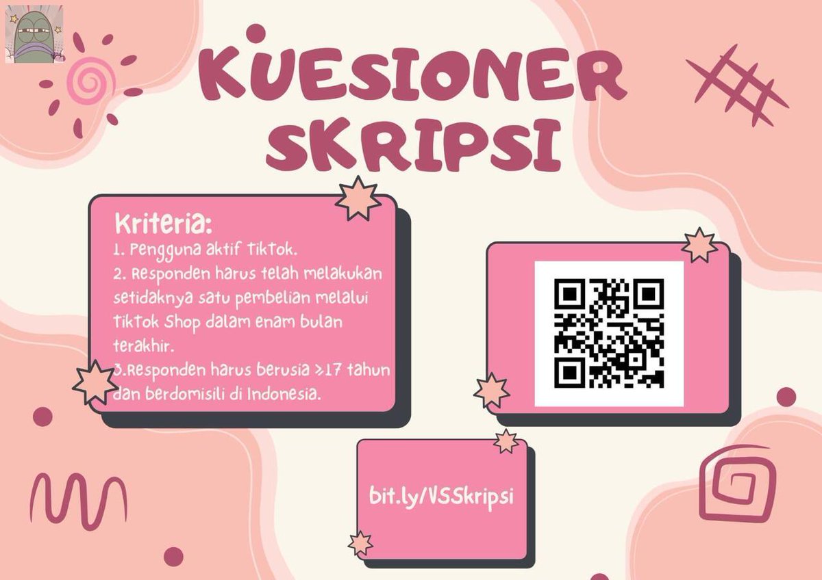 💚 Hai semuaa, boleh minta bantuannya buat isi kuesioner skripsi? Soalnya hasil uji hipotesis ditolak jadi harus nambah 80 responden lagi 😢
Kriterianya:
1. Pernah beli di TikTok Shop
2. Berusia 17 tahun ke atas

Kalau mau barter juga boleh, terima kasih orang² baik 🫶