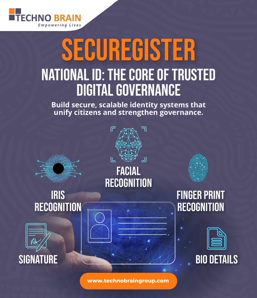 Over 170 countries issue national IDs, yet many use legacy systems that cannot scale or connect.
SecuRegister by Techno Brain builds unified, biometric, open-source ID platforms for secure and scalable digital governance bit.ly/47W9Hrs
#DigitalID #GovTech