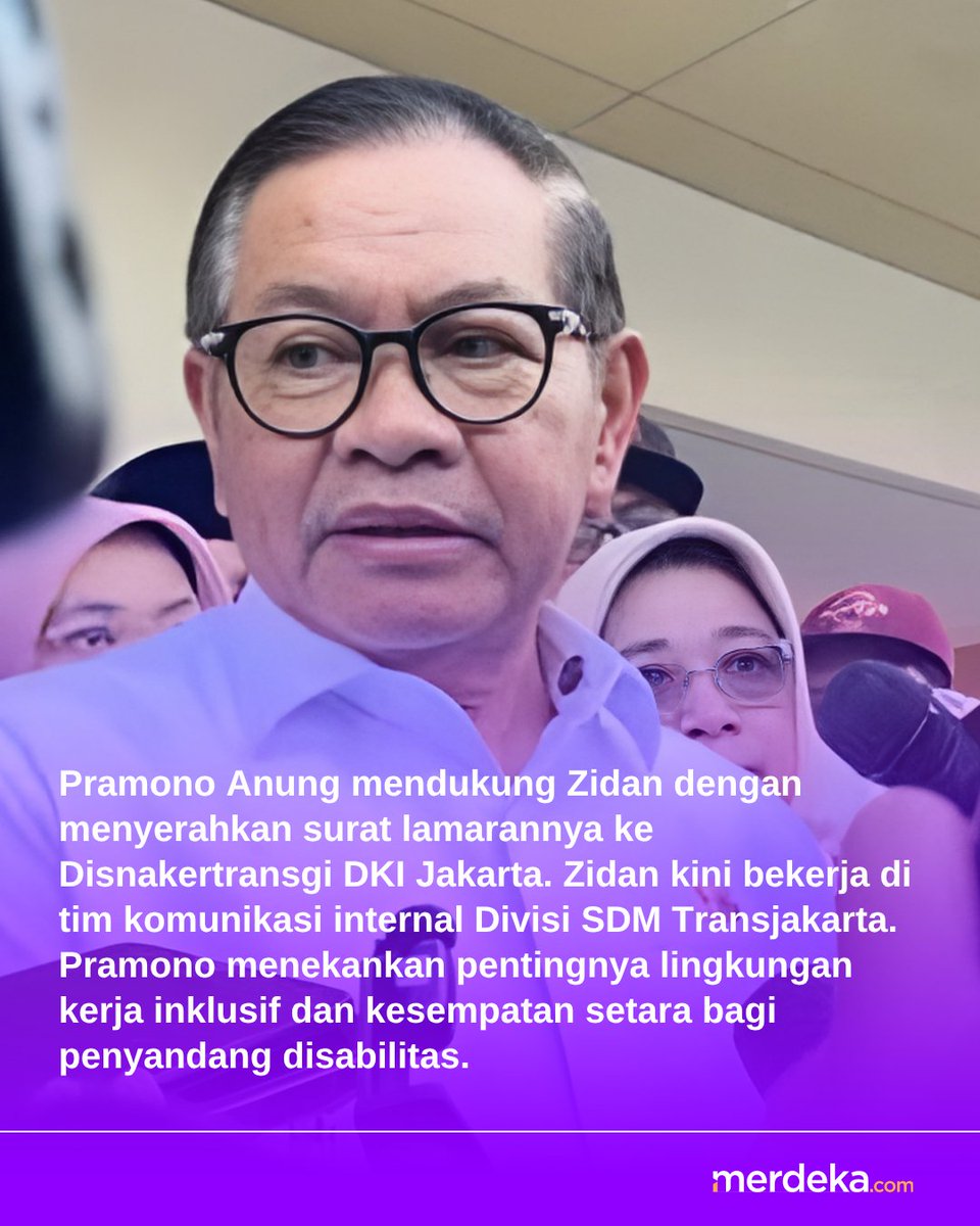 merdekadotcom's tweet photo. Zidan, pemuda penyandang dwarfisme, resmi jadi desainer grafis di Transjakarta setelah ikut Job Fair Disabilitas 2025. Dukungan Gubernur Pramono jadi motivasi besar.
#mdkdriz #mdknbl #Merdekadotcom https://t.co/WenDpZYrH3