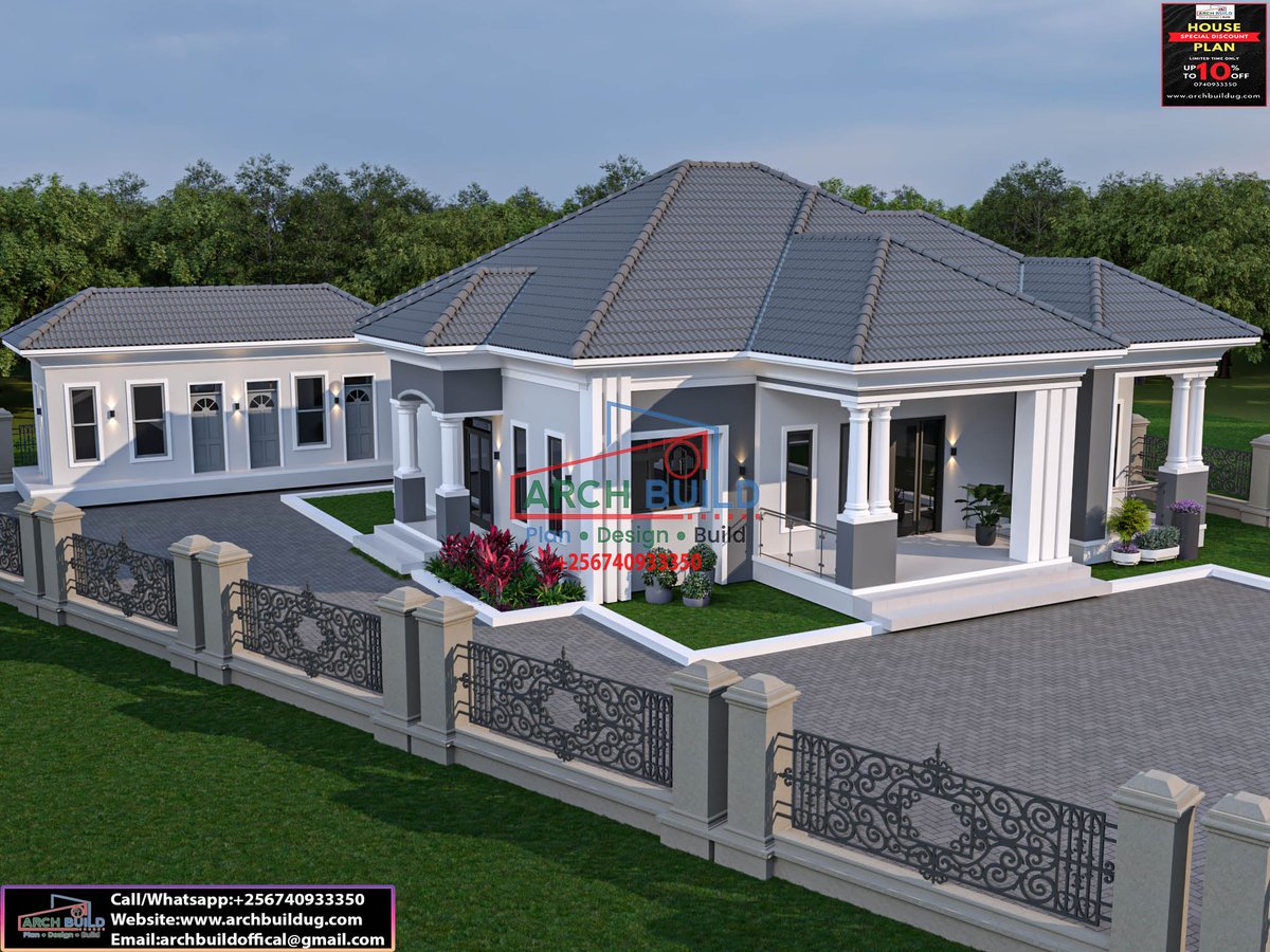 3–Bedroom modern home designed to fit on a plot of 50*100 ft        
GROUND FLOOR        
• Sitting room        
• Indoor dining        
• Open kitchen        
• Breakfast dining        
• Pantry        
• Laundry        
• Kitchen veranda        
• General bath