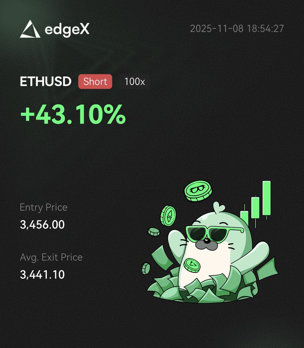 주말동안 너무 바빠서 이제야 올리는 엣지엑스 🦭
<a href="/edgeX_exchange/">edgeX🦭</a> 

이 때 일하다가 포지션 잡혀서 시장가로 털어냈는데,
진짜 이제는 굳이 CEX 써야 하나.. 라는 생각을 많이 하게 됨.

슬리피지 적고, 체결 속도 매우 빠름.

하나 조금 불편한게 있다면,
종목 검색하고 Trade 버튼 눌러야