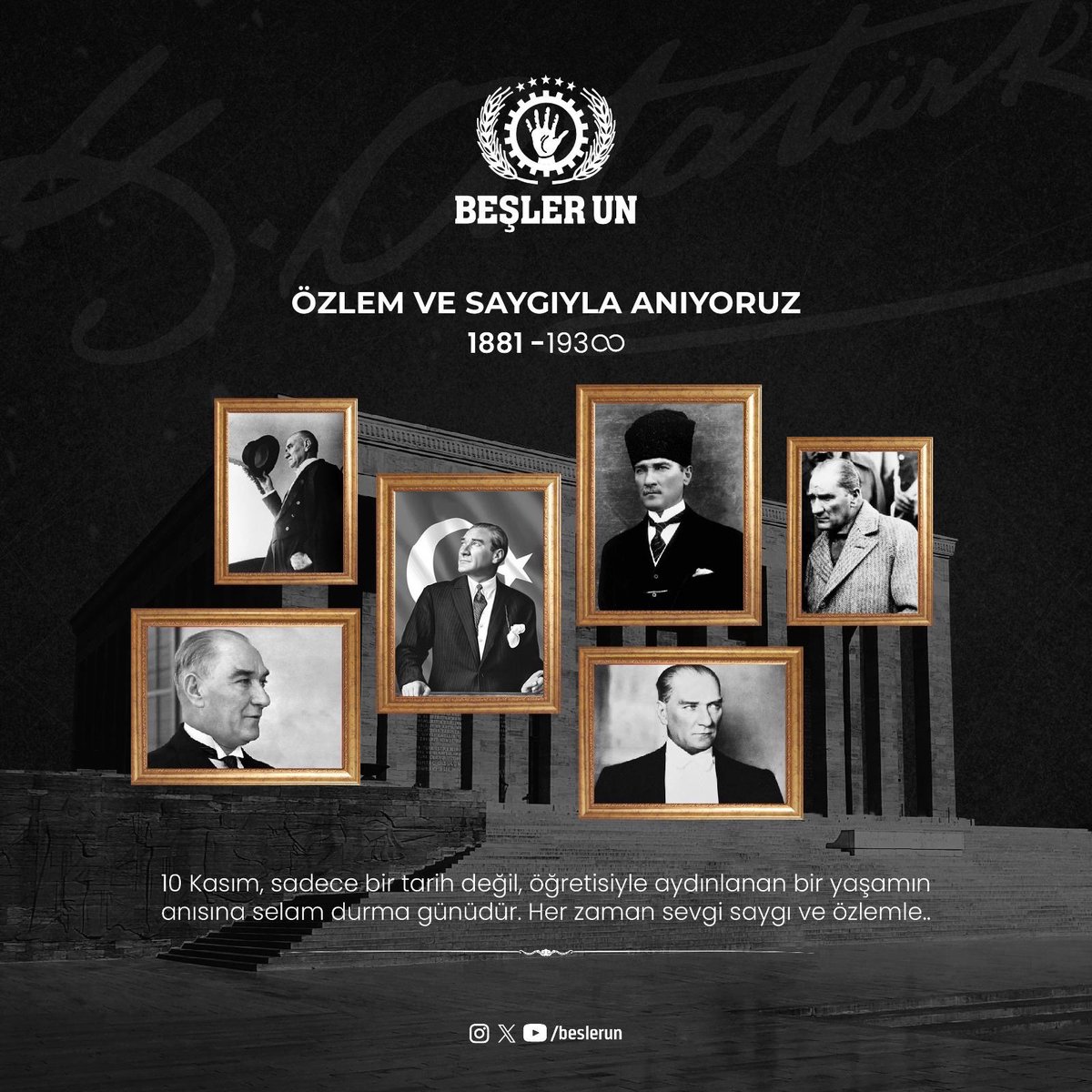 Türk milletinin büyük kahramanı Mustafa Kemal Atatürk’ü vefatının 87. yıl dönümünde saygıyla anıyoruz!

#beslerun #beşlerun #beslergroup <a href="/beslergroup/">Beşler Group</a>
#YıllardırDeğişmeyenKalite
#NeverChangingQualityforYears
#10kasım #MustafaKemalAtatürk