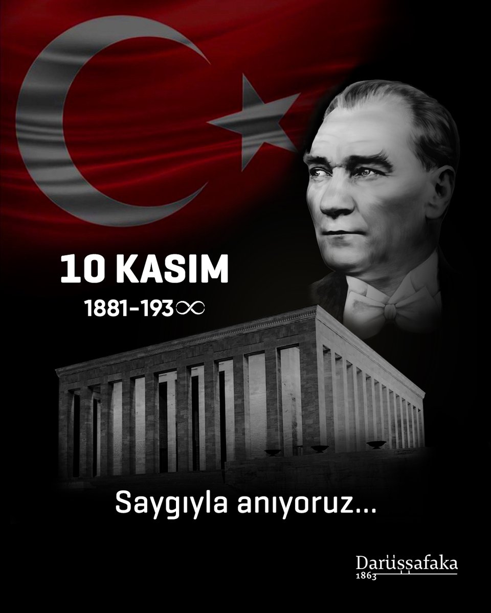 Darussafaka's tweet photo. Cumhuriyetimizin Kurucusu Ulu Önderimiz Mustafa Kemal Atatürk’ü, aramızdan ayrılışının 87. yılında saygı, minnet ve sonsuz özlemle anıyoruz.🖤

Ata’mızın ilke ve ideallerinden aldığımız ilhamla, her çocuğa eşit eğitim fırsatı ve nitelikli eğitim sunarak, ülkemizin yarınlarını aydınlatmaya devam edeceğiz.

#DarüşşafakaCemiyeti #DarüşşafakaEğitimKurumları #EğitimdeFırsatEşitliği #MustafaKemalAtatürk #10Kasım