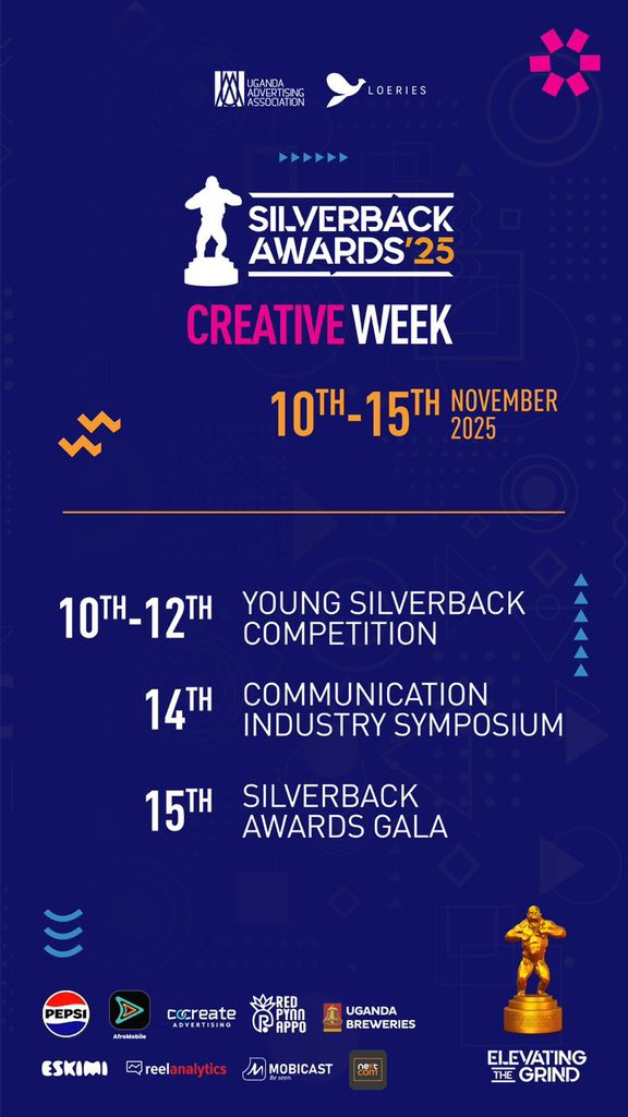 Happy Silverback Creative Week! ☀️
Week rundown 👇🏾

🦍 10th - 12th Nov: Young Silverback Competition
💬 14th Nov: Communication Symposium
🏆 15th Nov: Silverback Awards Gala

#SilverbackAwards25 #SilverbackCreativeWeek #ElevatingTheGrind