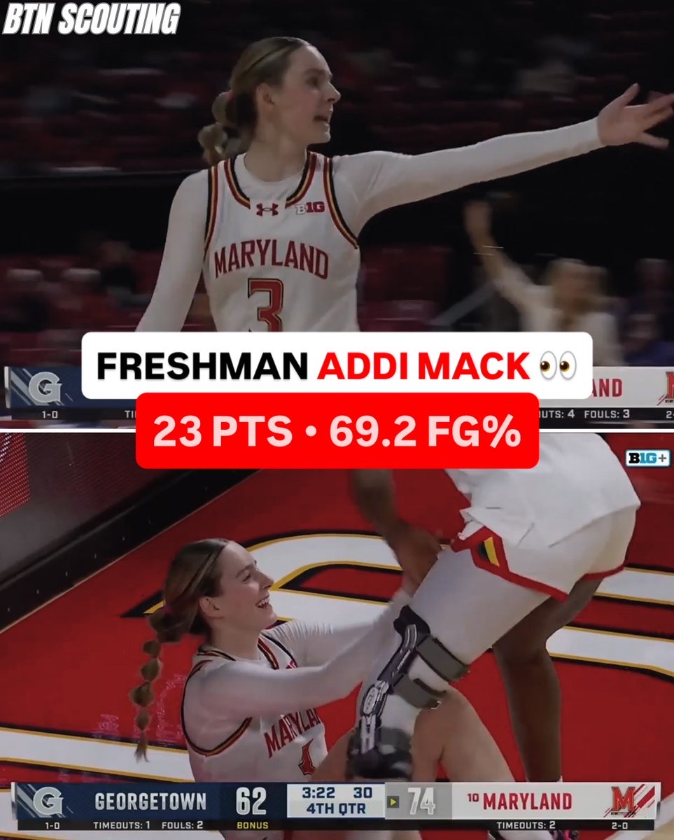TheHoopHerald's tweet image. A Freshman to watch in Women’s College Basketball is 5’9 Guard, Addi Mack, from @TerpsWBB 

So versatile and talented 

Averaging 12, 3, and 3 and just scratching the surface of how good she will be 

(Via @BTNScouting 🎥)
