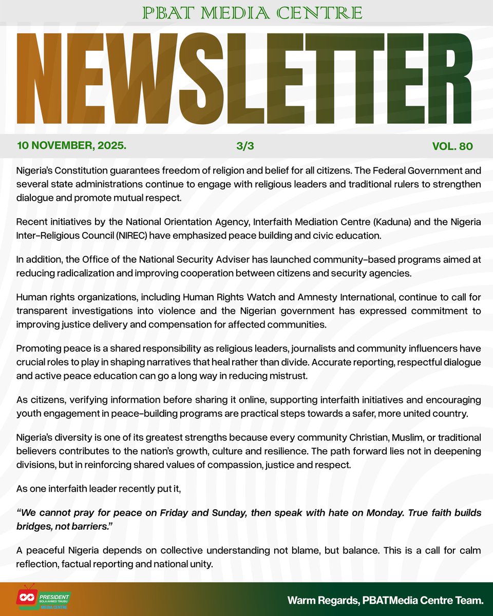 [Newsletter 📩] - Nov. 10, 2025. 

Faith and Facts: Understanding the Real Picture Behind Nigeria’s Religious Conversations.