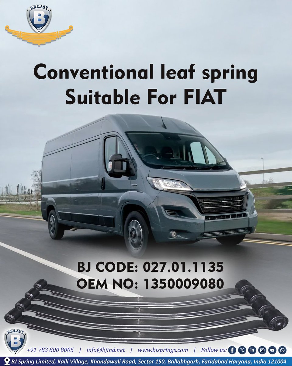 bjspringsind's tweet image. FIAT Fleet Owners &amp;amp; Parts Buyers (EU/RU): Stop searching! 🛑 📷 OEM NO: 1350009080 📷 Vehicle: Suitable for FIAT (e.g., Ducato) 📷 DM or Visit:  #FiatDucato #FiatProfessional #LeafSpring #Suspension #AutoParts #TruckParts