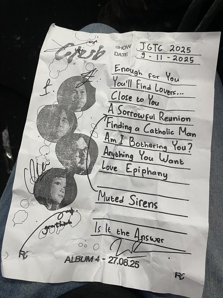guess who got <a href="/reality_club/">Reality Club</a> 's signed setlist from jgtc last night 😝