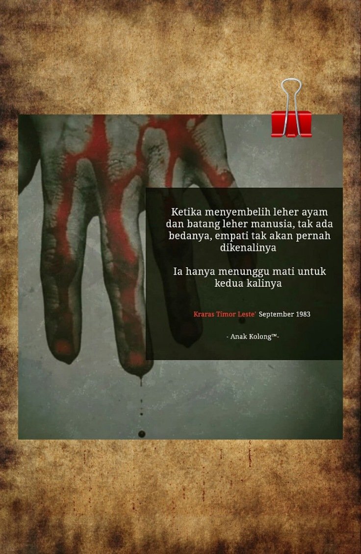 INVERSI MORAL : NEGERI TANPA NISAN |
𝐽𝑎𝑔𝑎𝑙 𝑑𝑖𝑝𝑢𝑗𝑎, 𝑙𝑢𝑘𝑎 𝑘𝑜𝑙𝑒𝑘𝑡𝑖𝑓 𝑑𝑖ℎ𝑎𝑝𝑢𝑠 𝑜𝑙𝑒ℎ
𝑇𝑖𝑝𝑝 - 𝐸𝑥 𝑘𝑒𝑘𝑢𝑎𝑠𝑎𝑎𝑛.
____________________

Menyatakan;

SOEHARTO LAYAK JADI PAHLAWAN

dgn menghapus "jejak darah" &amp; "luka kolektif bangsa" adalah inversi