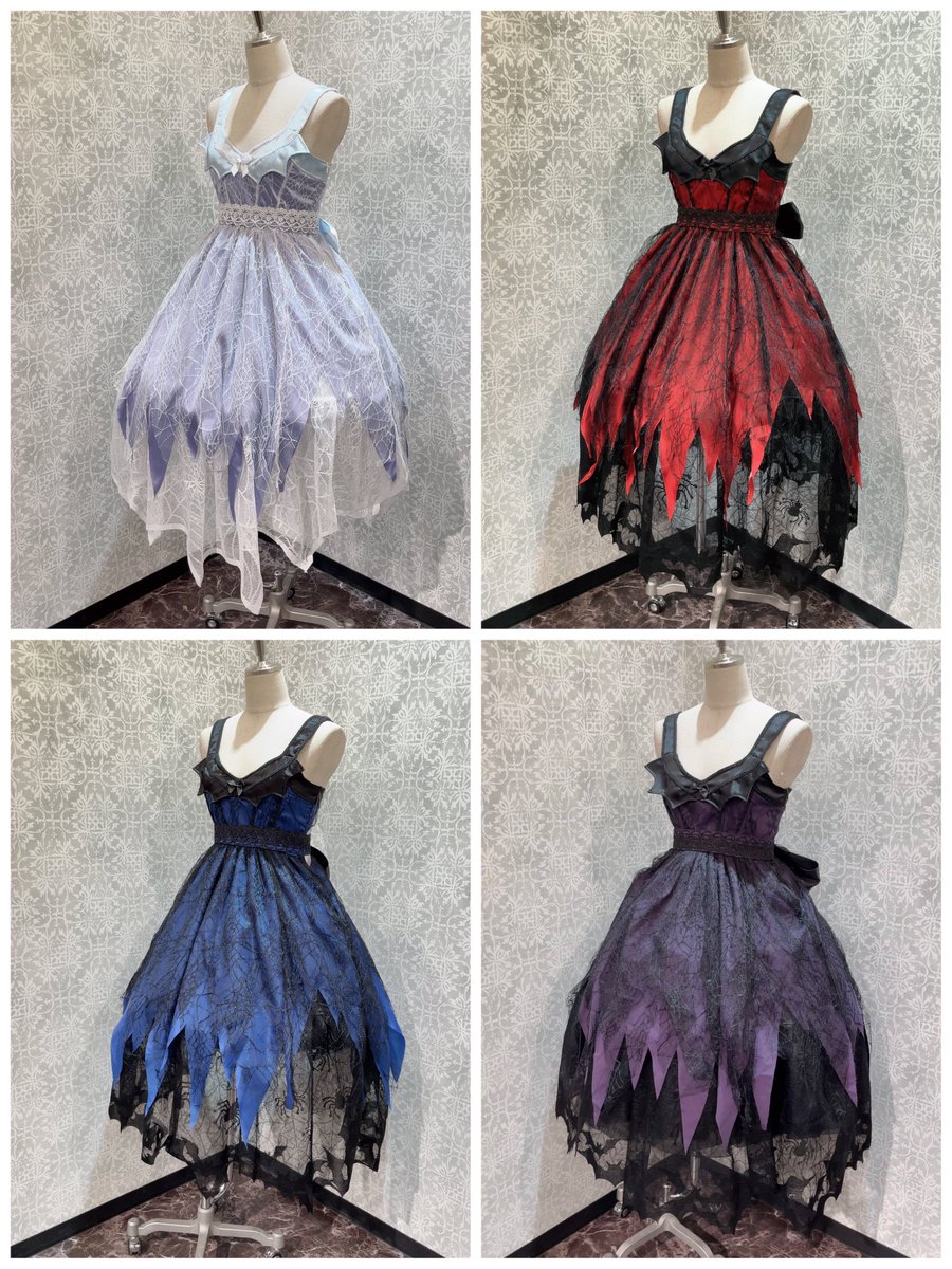 【Triple*fortune】

💎pickup item💎
☑︎ ヴァンパイア ジャンパースカート
col. 白水色、赤黒、青黒、紫
¥32,780 tax in

イレギュラーな裾で退廃的なロリィタコーデをお楽しみ下さい✝️
パニエは膝丈・膝下どちらでも◎✨

🔽商品詳細＆通販ページ
kist-sapporo.stores.jp/?category_id=5…