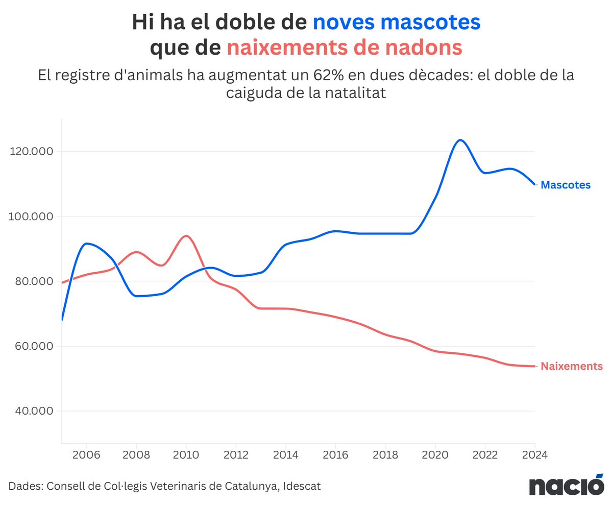 🔴 Catalunya registra més mascotes que fills

✍️ <a href="/MarcDescals/">Marc Descals</a> 
naciodigital.cat/societat/catal…