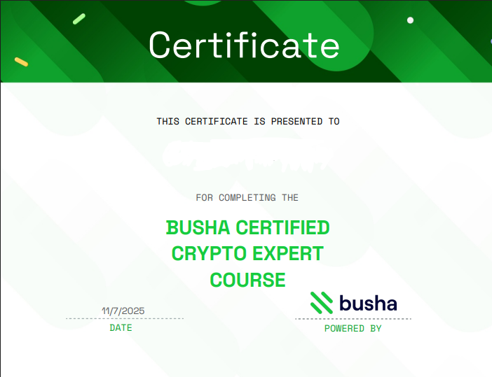 _winterflame's tweet photo. I just completed my Busha Crypto Expert Course from @getBusha 

#LearnCryptoNovember https://t.co/j3TuV0OqM5