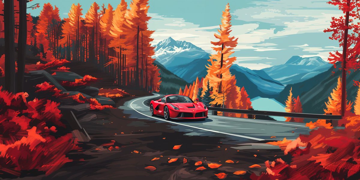 Drive where the sky touches the fire of fall🚗🚗