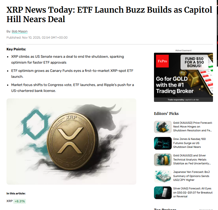 Coins_Update_'s tweet photo. 🚨XRP News Today: ETF Launch Buzz Builds as Capitol Hill Nears Deal
XRP and the broader crypto market enjoyed strong bids late on Sunday, November 9.
#Bitcoin #BTC #Web3 #ETH #PDPD #XRP #TheCryptoPluse #BinanceWallet #Deadpoolswap #metamask #CryptoCoinsUpdate #PeggyArmy #pdpd https://t.co/N5T8DjxsHq