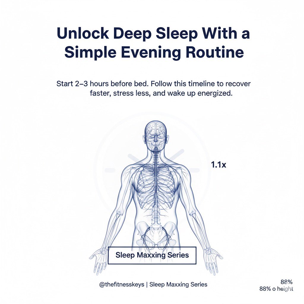 milesklauder's tweet image. Here’s a simple nightly routine that helps my clients:
✔️ Sleep deeper
✔️ Recover faster
✔️ Wake up more energized

Save this post &amp;amp; try it tonight 🛌
👇

#sleep #nighttimeroutine #fitnesskeys #biohacking #wellness #recovery #fitnesstips