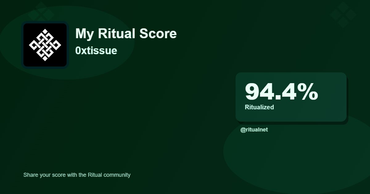 Not bad? 94.4% in <a href="/ritualnet/">Ritual</a> and more to go

check-ritualized.vercel.app/?u=0xtissue&d=…