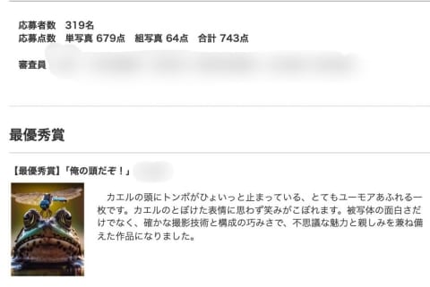 【判明】写真コンテストで最優秀賞の「カエル写真」授賞取り消し 受賞者「自作でない」と申告
news.livedoor.com/article/detail…

海外サイトに酷似したAI生成作品が存在すると指摘されていた。取り消しは「自身が制作していない作品を応募した」との申告によるもので、AIの使用自体は確認できていないという。