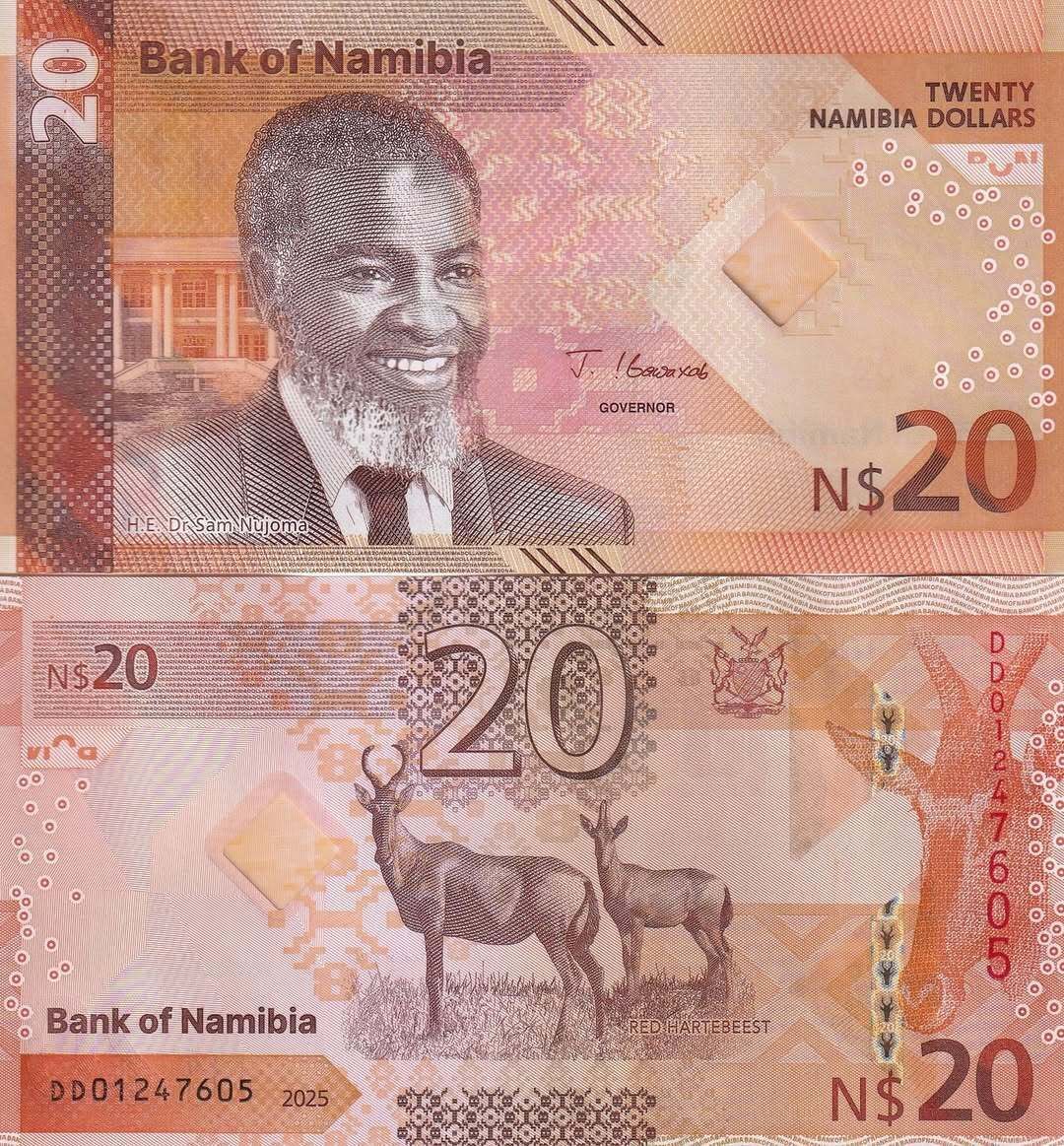 AkkshyeTulsyan's tweet image. Namibia unveils its new 2025 banknote series, featuring modern designs and advanced security features. 💵✨
#Namibia #Banknotes #Numismatics #CurrencyUpdate