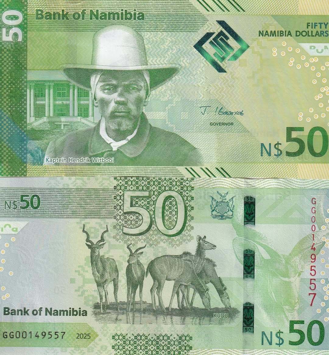 AkkshyeTulsyan's tweet image. Namibia unveils its new 2025 banknote series, featuring modern designs and advanced security features. 💵✨
#Namibia #Banknotes #Numismatics #CurrencyUpdate