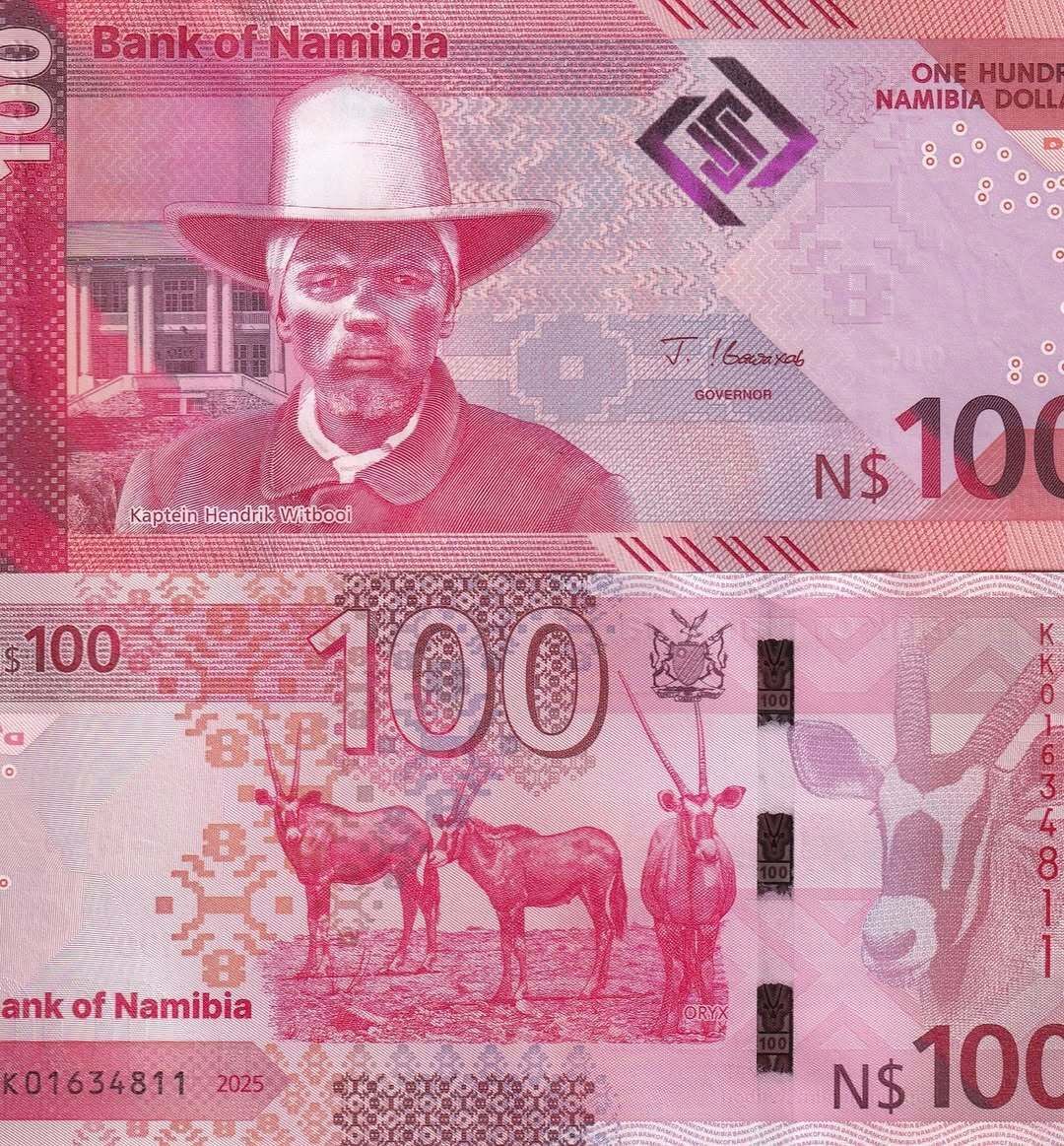 AkkshyeTulsyan's tweet image. Namibia unveils its new 2025 banknote series, featuring modern designs and advanced security features. 💵✨
#Namibia #Banknotes #Numismatics #CurrencyUpdate
