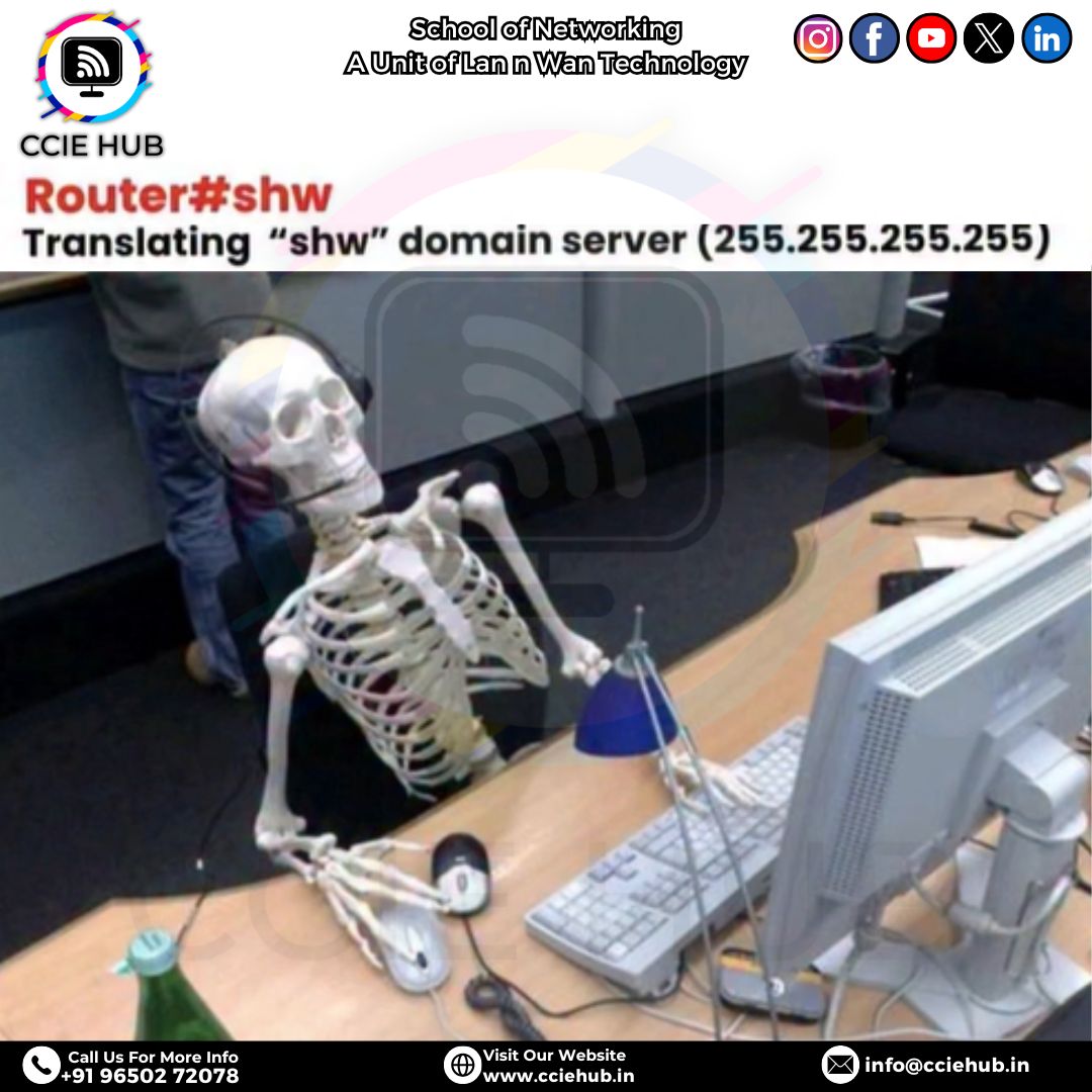 cciehub's tweet image. When the DNS takes forever to respond 😅
Waiting for that “shw” domain to resolve like… 💀
Networking patience level: Expert! 😂
.
.
.
.
.
#CCIEHUB #NetworkingHumor #CiscoTraining #CCNA #CCNP #CCIE #NetworkEngineer #NetworkingMeme #TechLife #RouterProblems #DNSIssues #Networking