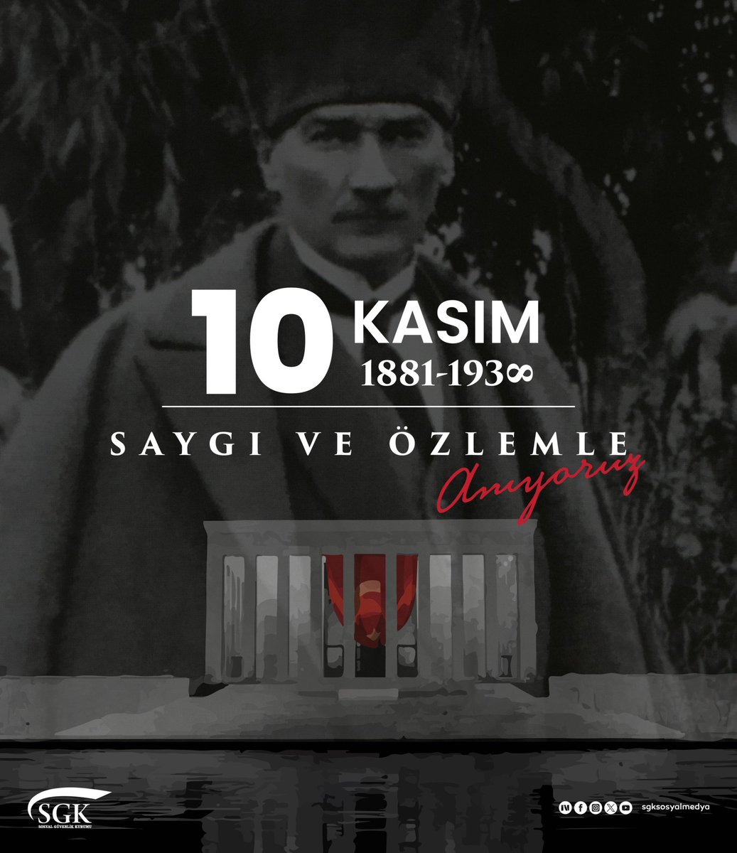 Ebediyete irtihalinin 87. yıl dönümünde, Cumhuriyetimizin kurucusu Gazi Mustafa Kemal Atatürk’ü saygı, rahmet ve minnetle anıyoruz.

10 Kasım #AtatürküAnmaGünü