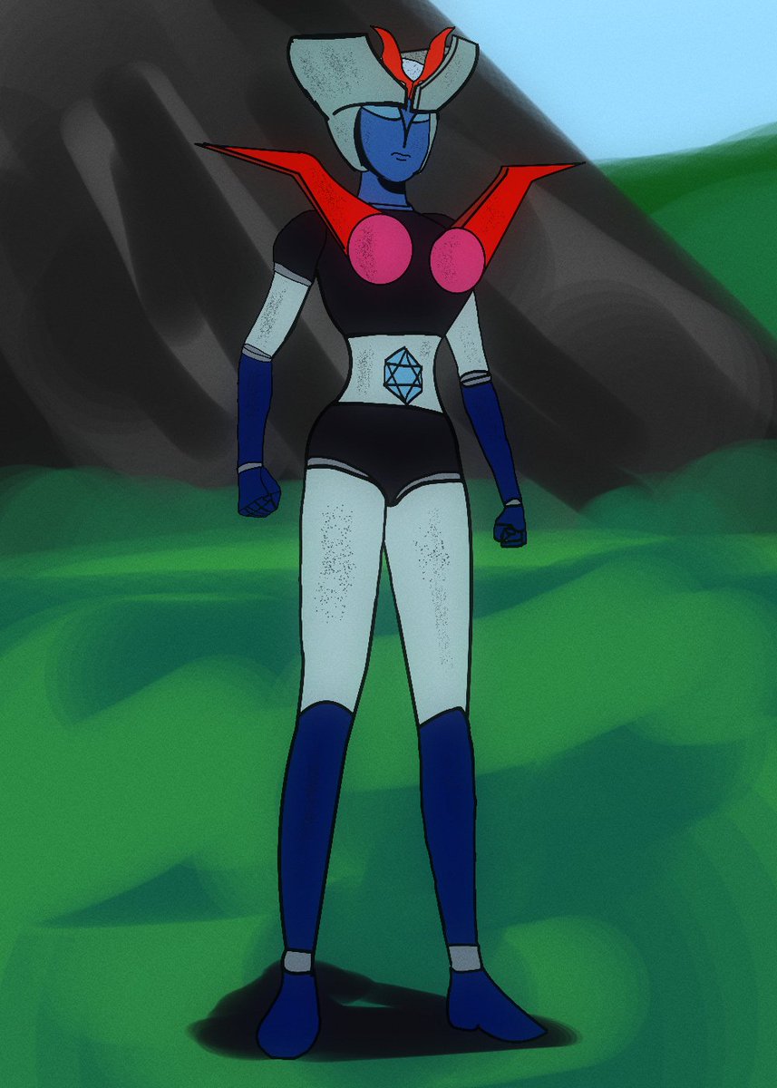 For the past week I've been practicing my Wacom Tablet to improve my ability to draw without Clip Studio Paint's line tool, leading me to draw a full on picture. 
Other than Minerva X's breasts it was done with my slate and given the rougher look of Toeizinger, it suits her well.