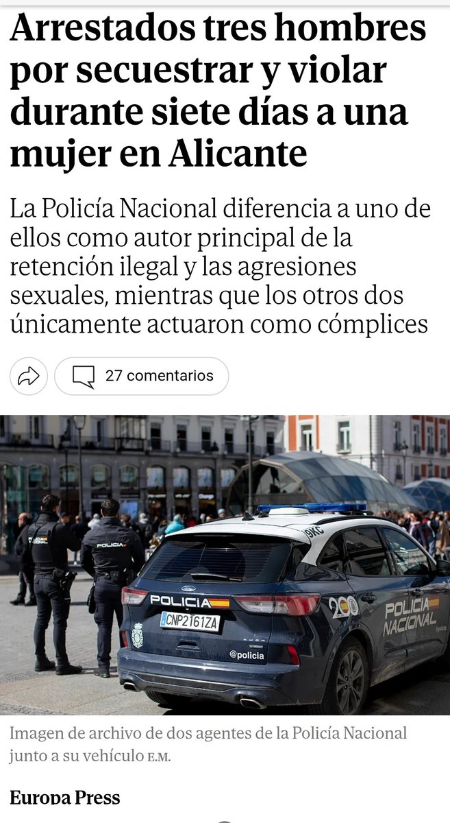 Tres violadores,  agreden sexualmente a una mujer durante  7 días seguidos. SIETE. El horror no tiene la límites.
?Te imaginas por un momento? 
?Quien ayudará a la mujer agredida, y a su familia, a superar ese síndrome de estrés postraumático, de inmenso dolor y sufrimiento?