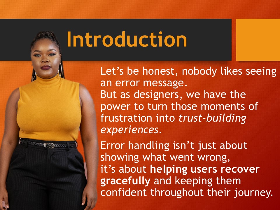 _MaeTech's tweet image. Day 30/60  
Designing Errors That Don’t Feel Like Errors
A touch of empathy goes a long way. When users see empathy, clarity, and helpfulness in tough moments, they trust your product even more.
#UIUXDesign #ErrorHandling #userexperience #designthinking #productdesign
#LoveYourW