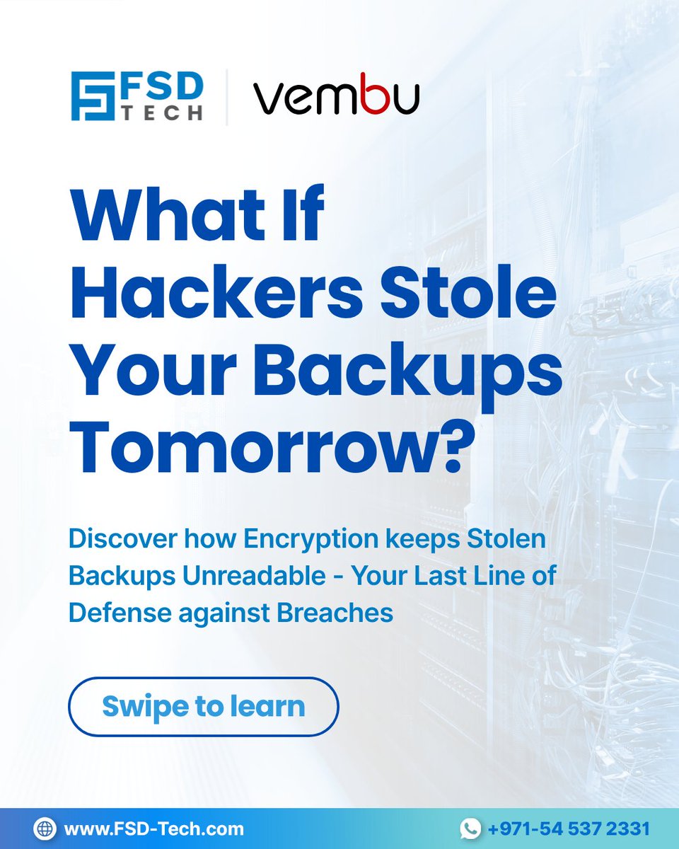 FsdTechnologies's tweet image. Hackers Stole The Backups — But Found Only Gibberish. 🔒

That’s AES-256 Encryption From Vembu BDR Suite — Turning Your Data Into Unreadable Code For Anyone Without The Key.

✅ Encrypt. Store. Secure.

Blog: blogs.fsd-tech.com/backup-encrypt…

#Vembu #DataSecurity #BDRSuite #CyberSecurity