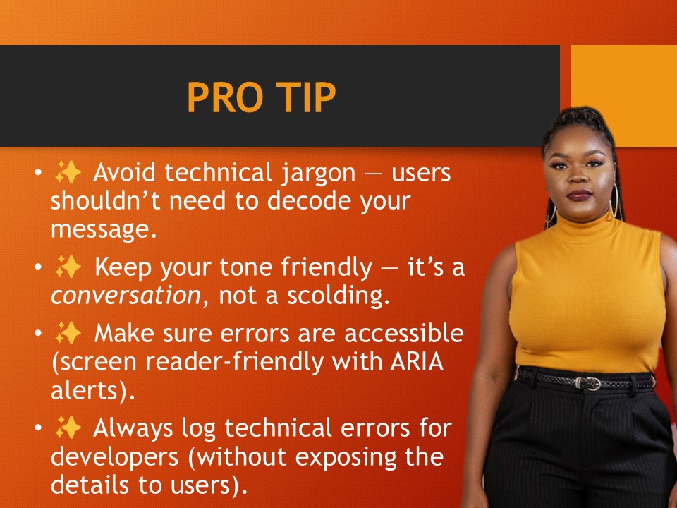 _MaeTech's tweet image. Day 30/60  
Designing Errors That Don’t Feel Like Errors
A touch of empathy goes a long way. When users see empathy, clarity, and helpfulness in tough moments, they trust your product even more.
#UIUXDesign #ErrorHandling #userexperience #designthinking #productdesign
#LoveYourW